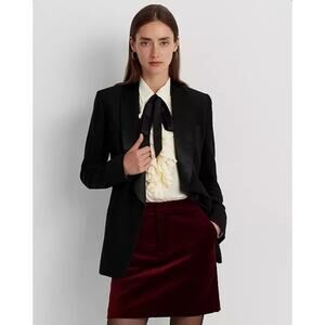 Lauren Ralph Lauren Women's Satin-Trim Crepe Blazer Sz 16